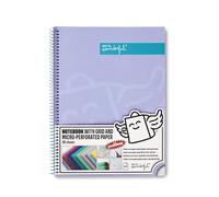 Mr. Wonderful - Cahier violet A4 - Grille et feuilles microperforées - 80 pages - Couverture extra rigide - Reliure spirale - Autocollants inclus