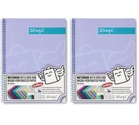 Mr. Wonderful - Cahier violet A4 - Grille et feuilles microperforées - 80 pages - Couverture extra rigide - Reliure spirale - Autocollants inclus (Lot de 2)