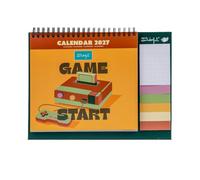 MR. WONDERFUL - Calendrier De Bureau 2027 - Game Start - Organiseur Mensuel De Bureau Avec Une Phrase Par Mois, Autocollants, Notes Adhésives Et Marque-Pages Adhésifs - Papier FSC 18x24 cm