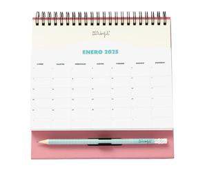Mr. Wonderful - Calendrier de bureau avec poche 2025 pour profiter de vos moments heureux - Comprend 1 bloc de notes adhésives