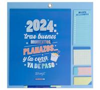 Mr.Wonderful Calendrier mural magnétique 2024, bleu, Apporte de bons moments, planes… et dîner, déjà en passant, 34 x 35 x 0,5