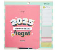 Mr. Wonderful - Calendrier mural magnétique 2025-2025, Bienvenue chez vous, comprend 4 feuilles d'autocollants, 2 bloc-notes adhésives