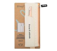 Mr. Wonderful - Ensemble d'écriture beige - Focus & attitude - Petite trousse à crayons en PU - Avec un élastique à l'arrière, multicolore, Set d'écriture