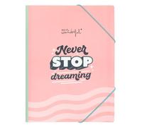 Mr. Wonderful - Folder with transparent sheets - Never stop dreaming - Classeur avec élastiques - 30 pochettes en plastique transparent