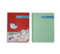 Mr. Wonderful - Lot de 2 cahiers A4 Rouge + Vert - Feuilles quadrillées et microperforées - 80 pages - Couverture extra rigide - Reliure spirale - Autocollants inclus