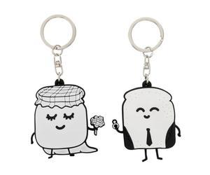 Mr. Wonderful - Lot de 2 porte-clés Iconic - Toast et confiture, multicolore, Estandar