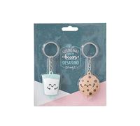 Mr. Wonderful Lot de 2 porte-clés Mr.Wonderful Biscuit et Verre Couple Son Lit, Caoutchouc Multicolore 5 x 5 x 1 cm