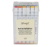 Mr Wonderful - Lot de 24 marqueurs de couleur à double pointe - Pointe fine pour écrire et pointe plus épaisse pour surligner le texte - Étui transparent