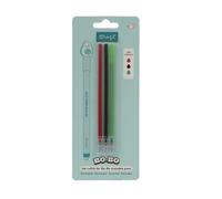 Mr. Wonderful - Lot de 3 recharges d'encre pour stylos effaçables - Rouge, vert et noir - Encre gel thermosensible - Recharges de stylo