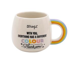 Mr. Wonderful - Mug 3D arc-en-ciel - With you, everything has a different colour. Thank you! - Mug en céramique - Capacité : 330 ml, White
