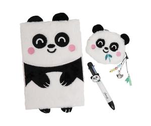 Mr. Wonderful - Set Cahier A5 + Porte-Monnaie + Stylo Effaçable - Papeterie originale - Idée cadeau - Bureau et École - Format A5 - Panda