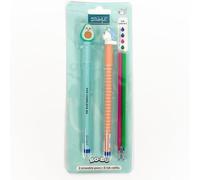 Mr. Wonderful - Set de 2 stylos effaçables Bo-Bo + 2 recharges d’encre - Licorne et Avocat - Stylo à encre effaçable avec message pour les enseignants - Cadeau pour les enseignants