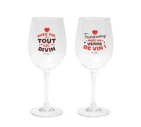 Mr.Wonderful - Set de 2 verres à vin - Avec toi, tout est divin. Trinquons avec un verre de vin !
