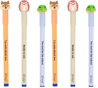 Mr. Wonderful Set de 3 Stylos Effaçables Bo-Bo Écureuil, Hérisson et Crocodile - Stylos à Encre Bleue pour École (Lot de 2)