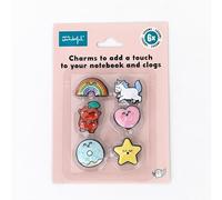 Mr. Wonderful - Set De 6 Charms En Caoutchouc - Accessoire Décoratif Coloré - Papeterie Originale - Arc-En-Ciel, Licorne, Cœur, Étoile, Beignet Et Cerises