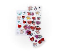 Mr. Wonderful - Set de Stickers Spéciaux Pleins d’Amour - 3 Feuilles à Finition Velours, Rembourrée et Holographique - Certifié FSC