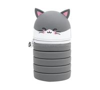 Mr. Wonderful - Trousse Extensible - Chat - - Trousse à Crayons en Silicone - Extensible - avec Fermeture éclair