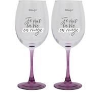 Mr. Wonderful - Verre à vin - Je vois la vie en rouge - Verre à vin avec message - Réalisé en verre - Capacité : 47 cl. (Lot de 2)
