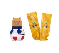 Mr. Wonderful Wonder Gol - Trousse Extensible France avec 2 Figurines, Trousse Scolaire en Silicone Style Ballon avec Capybara, Pot à Crayons Original (1 France + 1 Surprise)