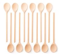 Mr.Woodware Lot de 12 cuillères en bois de 25 cm pour la cuisine - Cuillère en bois à long manche pour mélanger, remuer, dégustation - Ustensiles de cuisine en bois pour la cuisine et les travaux