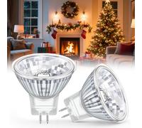 MR11 GU4 12V 10W Ampoules Halogènes, GU4 Bi-Pin 30°Angle de Rayonnement, Dimmable Spot Halogène Blanc Chaud 2800K, 35mm*35mm, Ampoule de Remplacement pour Arbre de Noël en Fibre Optique, 2 Pièces