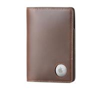 Mrain Portefeuille de luxe en cuir véritable avec blocage RFID pour passeport - Marron foncé avec fente pour AirTag, Marron (avec support AirTag), Minimaliste