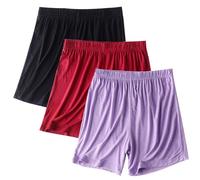 Mrat 3 pièces Pyjama court pour femme UK Modal Doux Shorts à taille haute Couleur unie Bas de pyjama Boxer Vêtements de nuit Décontractés Larges Dames Pantalon court uni Vêtements pour la maison 4XL