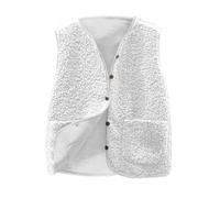 Mrat Gilet en polaire pour femme - Gilet thermique léger boutonné - Gilet uni sans manches confortable en fourrure - Veste pelucheuse décontractée pour femme - Grande taille S à 5XL, Blanc #05, 3XL