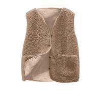 Mrat Gilet en polaire Teddy pour femmes UK - Vestes thermiques d'hiver légères, gilet de corps boutonné, veste sans manches en fourrure douce et duveteuse, veste décontractée pour dames, tailles S-5XL