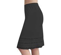 Mrat Jupes pour femmes UK élégant avec bordure en dentelle mi-longueur genou confortable en coton modal jupes pour femme légères et douces sous jupon robes sous-jupon sous-vêtements vêtements de nuit