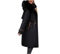 Mrat Manteau long rembourré en coton pour femme - Veste d'hiver chaude matelassée à capuche - Manteaux parkas à manches longues - Col en fausse fourrure - Manteau coupe-vent - Doudoune d'extérieur