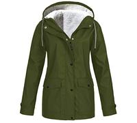 Mrat Manteaux pour femmes avec doublure en polaire, veste imperméable à capuche, coupe-vent, imperméable pour dames, parka d’hiver, manteau chaud, tenue anti-vent pour l’extérieur, camping, randonnée