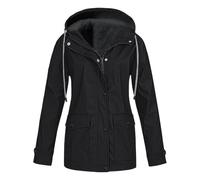 Mrat Manteaux pour femmes avec doublure en polaire, veste imperméable à capuche, coupe-vent, imperméable pour dames, parka d’hiver, manteau chaud, tenue anti-vent pour l’extérieur, camping, randonnée