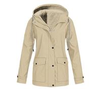 Mrat Manteaux pour femmes avec doublure en polaire, veste imperméable à capuche, coupe-vent, imperméable pour dames, parka d’hiver, manteau chaud, tenue anti-vent pour l’extérieur, camping, randonnée