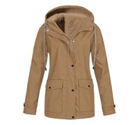 Mrat Manteaux pour femmes avec doublure en polaire, veste imperméable à capuche, coupe-vent, imperméable pour dames, parka d’hiver, manteau chaud, tenue anti-vent pour l’extérieur, camping, randonnée