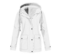 Mrat Manteaux pour femmes avec doublure en polaire, veste imperméable à capuche, coupe-vent, imperméable pour dames, parka d’hiver, manteau chaud, tenue anti-vent pour l’extérieur, camping, randonnée