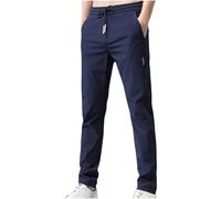 Mrat Pantalon extensible pour homme à séchage rapide - Coupe ample - Coupe ajustée - Coupe classique - Pantalon plissé infroissable - Cordon de serrage - Poches - Taille élastique - Grande taille
