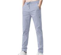 Mrat Pantalon Stretch pour homme Séchage rapide Coupe ample Pantalon décontracté Coupe slim Pantalon à pinces résistant aux plis Cordon de serrage Poches droites Taille élastique Grandes tailles M-5XL