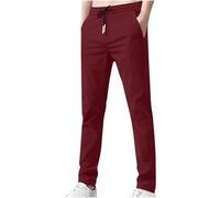 Mrat Pantalon Stretch pour homme Séchage rapide Coupe ample Pantalon décontracté Coupe slim Pantalon à pinces résistant aux plis Cordon de serrage Poches droites Taille élastique Grandes tailles M-5XL