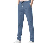 Mrat Pantalon Stretch pour homme Séchage rapide Coupe ample Pantalon décontracté Coupe slim Pantalon à pinces résistant aux plis Cordon de serrage Poches droites Taille élastique Grandes tailles M-5XL