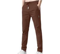 Mrat Pantalon Stretch pour homme Séchage rapide Coupe ample Pantalon décontracté Coupe slim Pantalon à pinces résistant aux plis Cordon de serrage Poches droites Taille élastique Grandes tailles M-5XL
