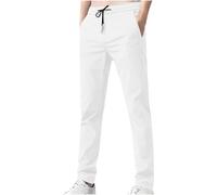 Mrat Pantalon Stretch pour homme Séchage rapide Coupe ample Pantalon décontracté Coupe slim Pantalon à pinces résistant aux plis Cordon de serrage Poches droites Taille élastique Grandes tailles M-5XL