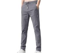 Mrat Pantalon Stretch pour homme Séchage rapide Coupe ample Pantalon décontracté Coupe slim Pantalon à pinces résistant aux plis Cordon de serrage Poches droites Taille élastique Grandes tailles M-5XL