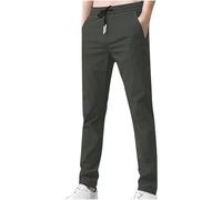 Mrat Pantalon Stretch pour homme Séchage rapide Coupe ample Pantalon décontracté Coupe slim Pantalon à pinces résistant aux plis Cordon de serrage Poches droites Taille élastique Grandes tailles M-5XL
