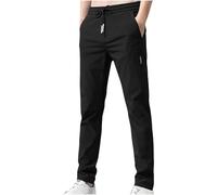 Mrat Pantalon Stretch pour homme Séchage rapide Coupe ample Pantalon décontracté Coupe slim Pantalon à pinces résistant aux plis Cordon de serrage Poches droites Taille élastique Grandes tailles M-5XL