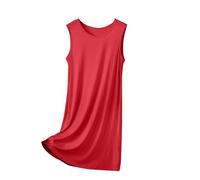 Mrat Robe de nuit sans manches en coton pour femme - Col rond - Nuisette sexy négligé - Chemise de nuit élégante pour femme - Coupe ample - Lingerie d'été ample - Lingerie ample - Pyjama doux - Taille