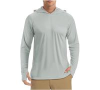 Mrat Sweat à capuche à manches longues pour homme avec protection solaire UPF 50+ - T-shirt de performance à séchage rapide - Léger et respirant avec trous pour les pouces - Veste anti-UV athlétique -