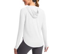 Mrat Sweat à capuche avec protection UV UPF 50+ pour femme avec trous pour les pouces - Haut léger à séchage rapide - T-shirt de sport d'été à manches longues - T-shirt de performance pour randonnée