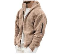 Mrat Sweat à capuche en polaire sherpa pour homme - Pull en peluche pelucheuse - Veste d'hiver chaude et épaisse - Manches longues - Fermeture éclair - Haut chaud - Pour randonnée, marche, travail,