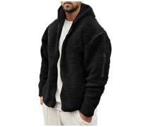 Mrat Sweat à capuche en polaire sherpa pour homme - Pull en peluche pelucheuse - Veste d'hiver chaude et épaisse - Manches longues - Fermeture éclair - Haut chaud pour l'extérieur - Randonnée - Marche